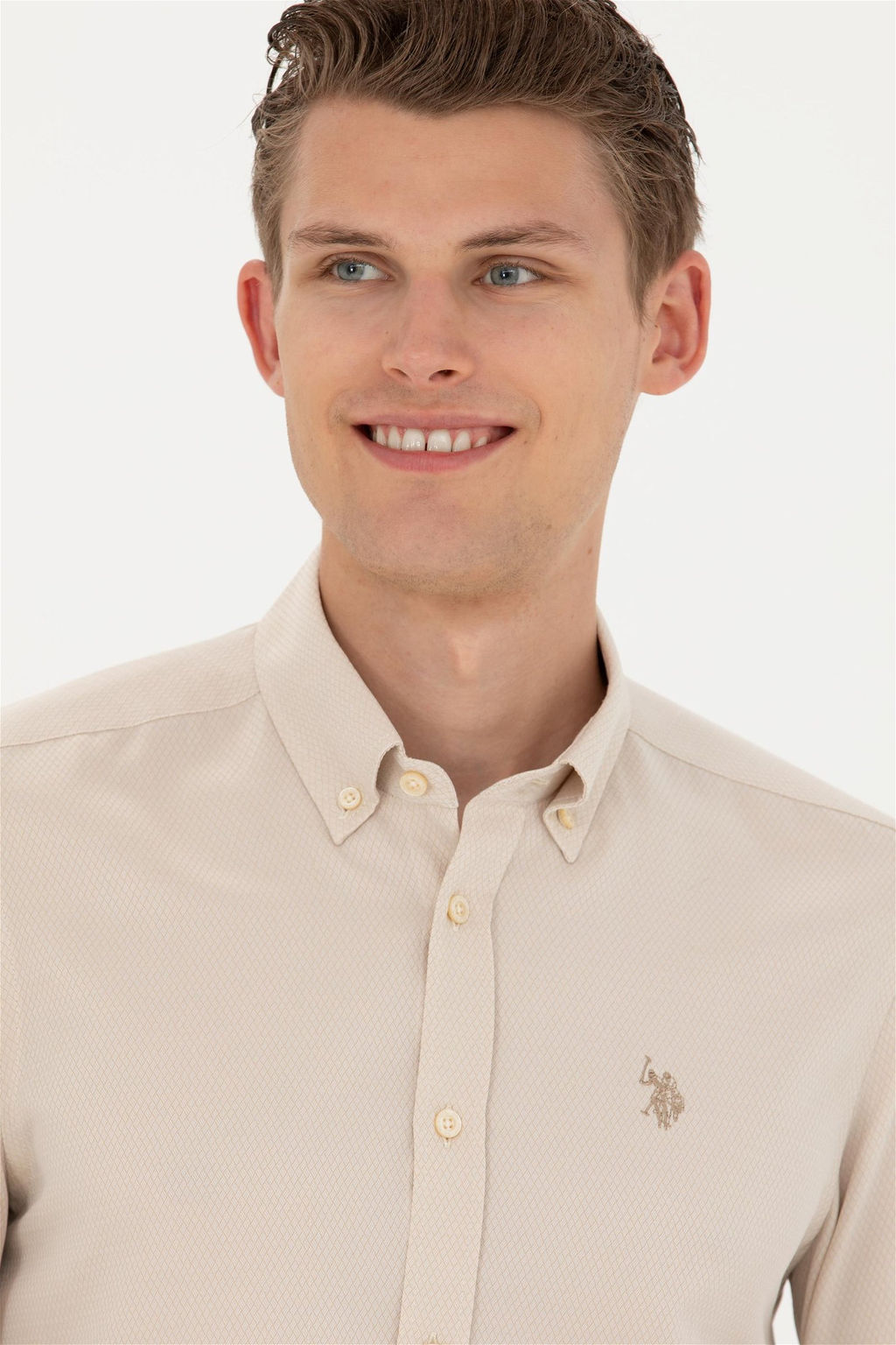 Мужская рубашка песочного цвета с длинным рукавом - U.s. polo assn фото 2