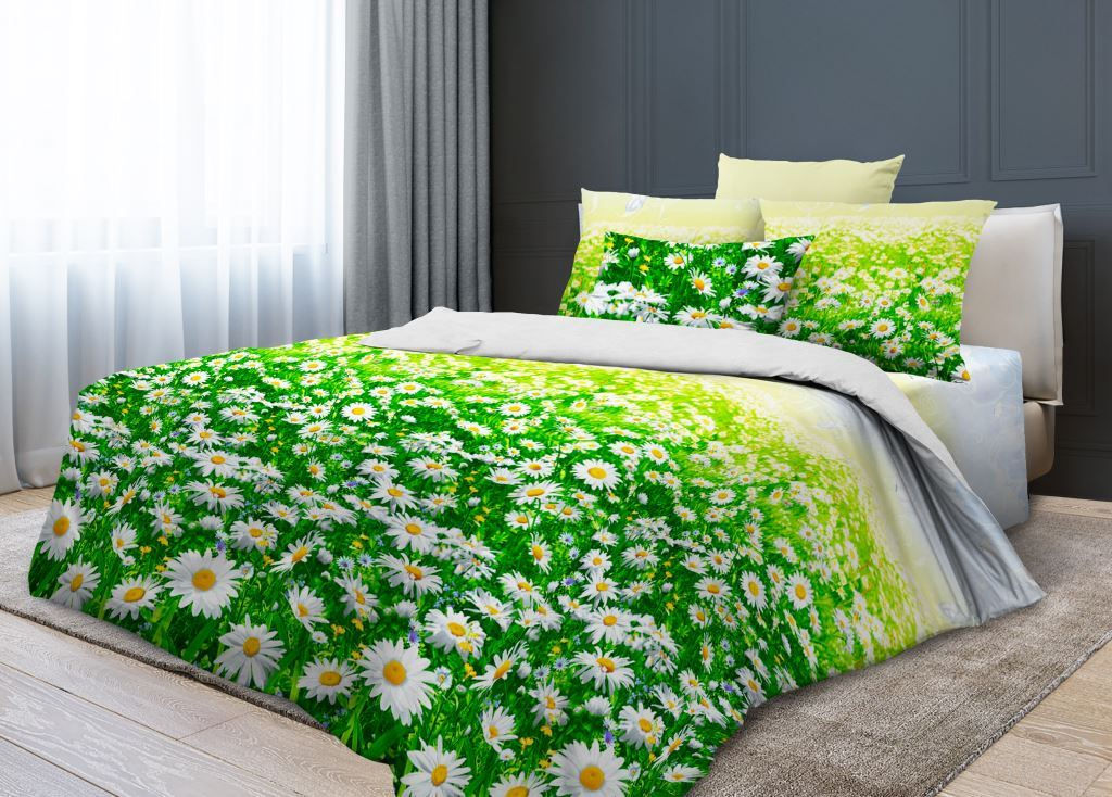 Пододеяльник Евромакси, бязь ГОСТ (Ромашковое поле) - Ивановотекстиль фото 4