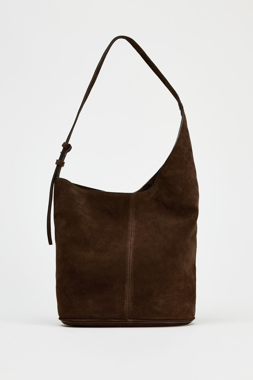 ASYMMETRIC SOFT SPLIT SUEDE BUCKET BAG - Zara фото 2