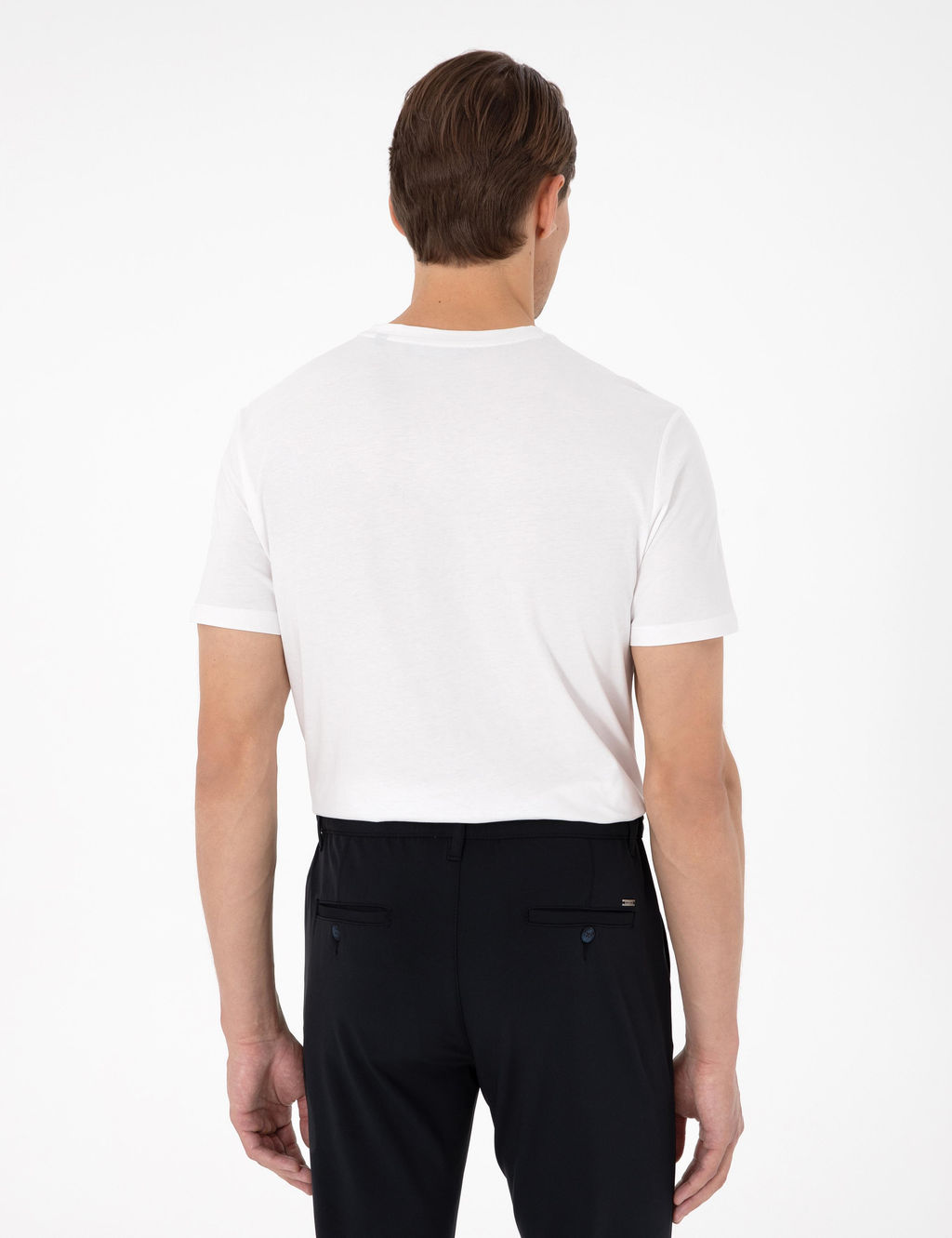 Ekru %100 Pamuk Slim Fit Bisiklet Yaka Basic Ti__rt - Pierre cardin фото 5