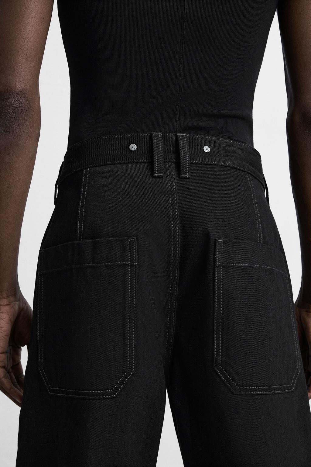BAGGY FIT DENIM BERMUDA SHORTS WITH STITCHING - Zara фото 14