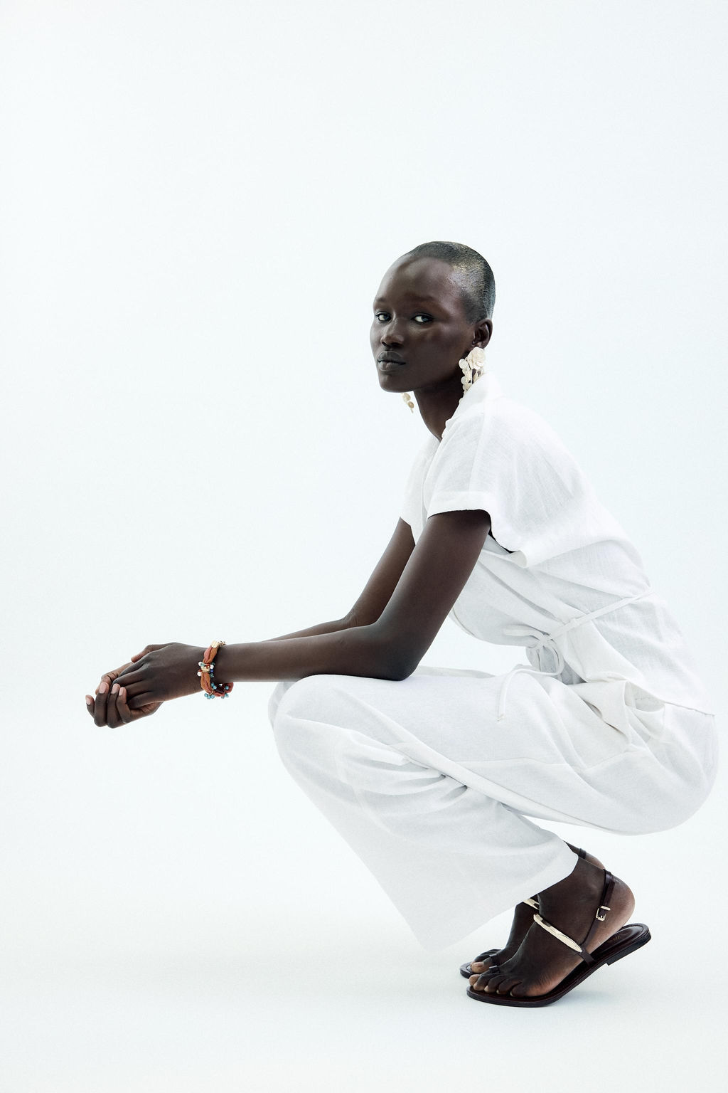 LINEN BLEND BELTED BLOUSE - Zara фото 10