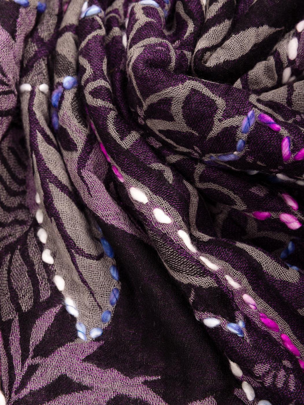 Палантин с вышивкой (шерсть вареная) в ассортименте №Тк906/26 - Ганг фото 3