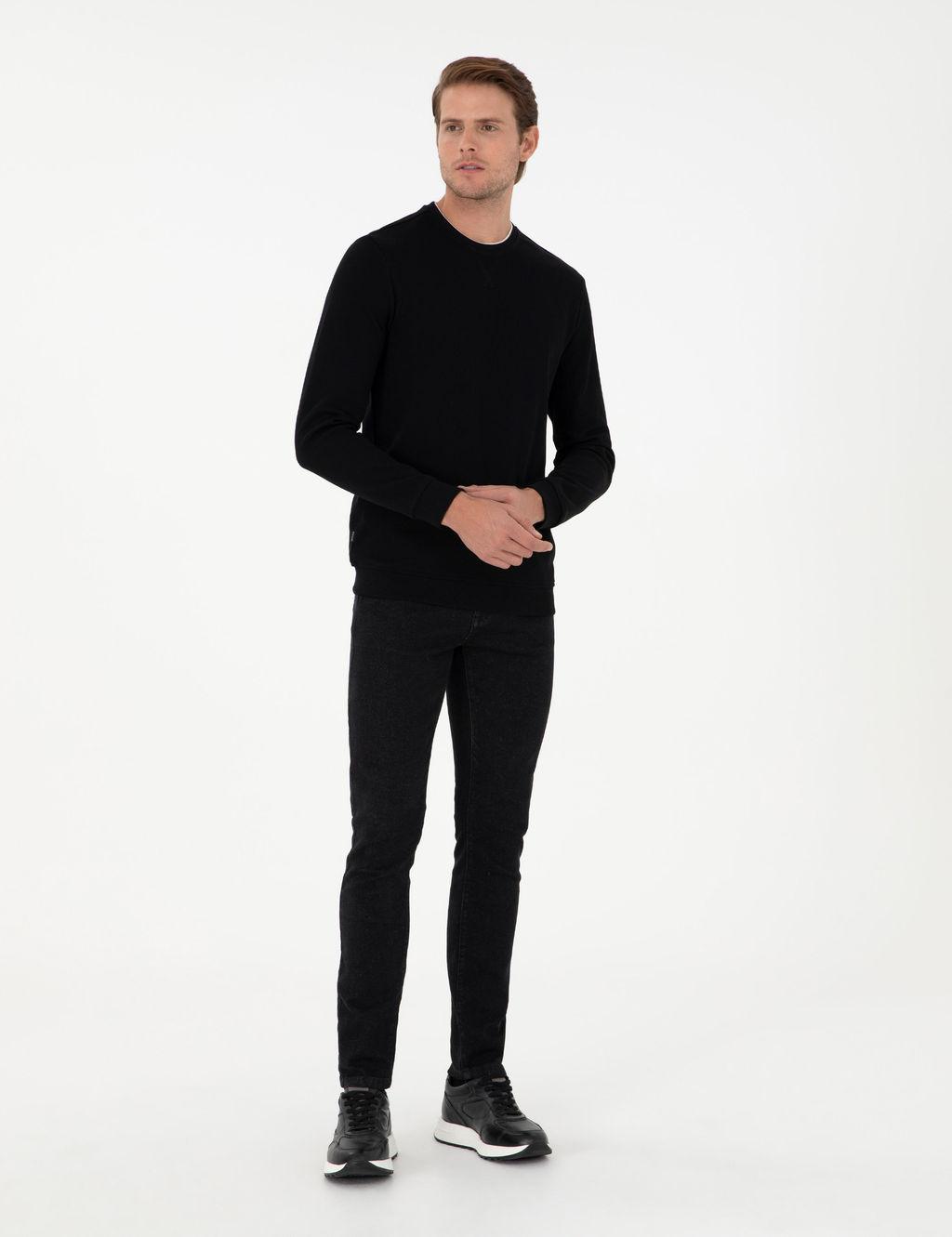 Siyah Regular Fit Sweatshirt - Pierre cardin фото 4