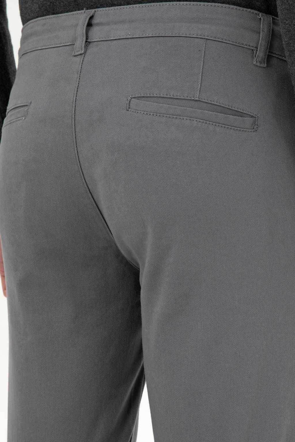 Erkek Slim Fit Gri Kanvas Pantolon