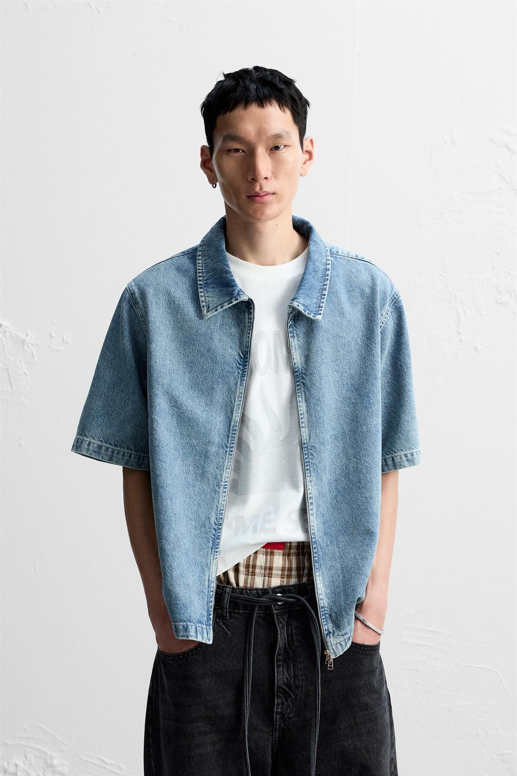 ZIPPED DENIM SHIRT - Zara фото 2