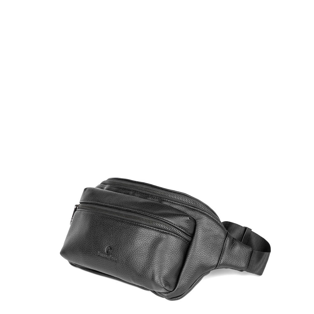 2712-B black, мужская поясная сумка из экокожи Barcelo Biagi