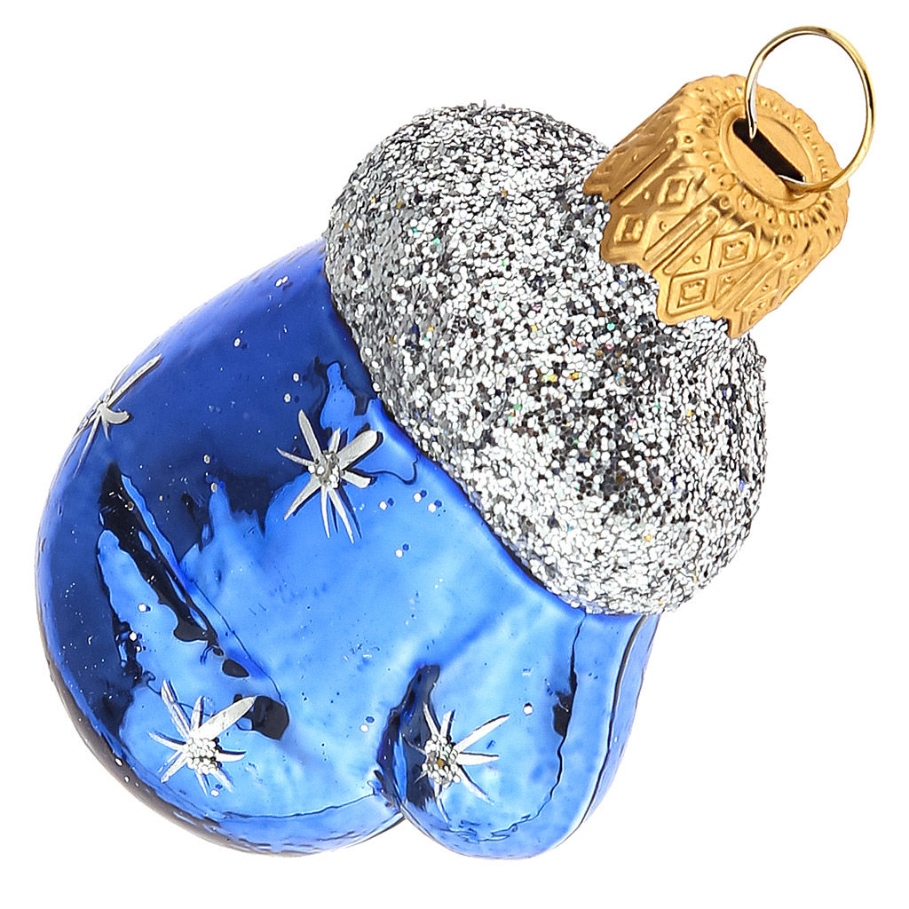 Елочная игрушка фигурка стеклянная Варежка h6см, синий, ручная художественная роспись, подарочная упаковка (Россия) - Домашняя мода фото 3
