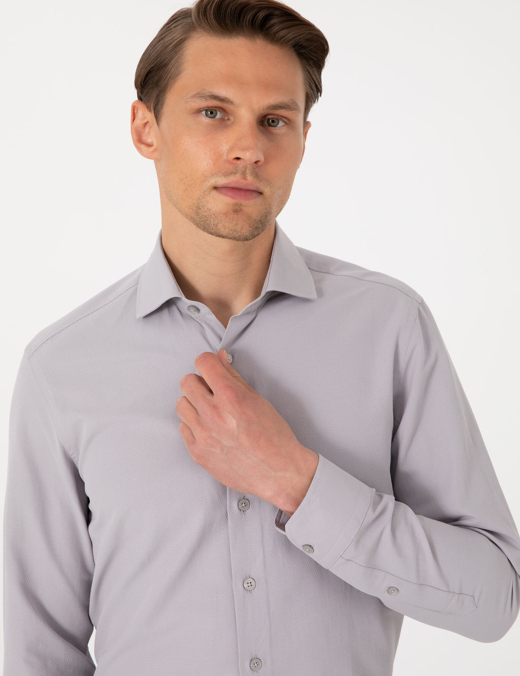 Gri Slim Fit Uzun Kollu Arm_rl_ G_mlek