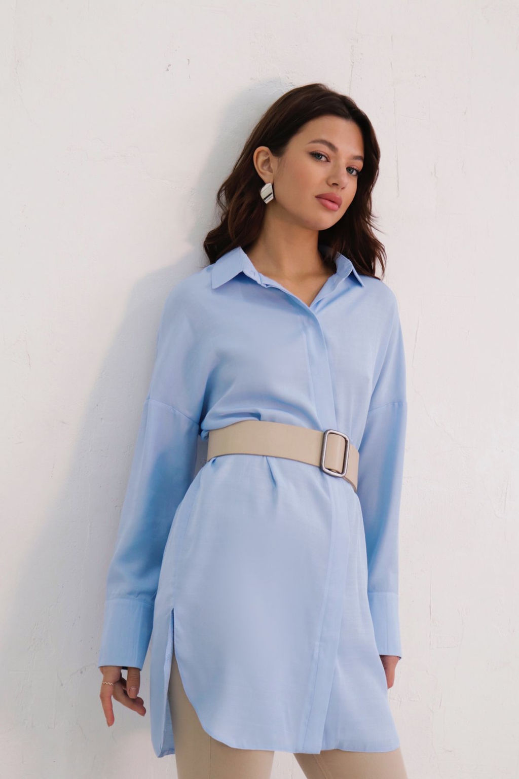 Базовая удлинённая рубашка свободного силуэта - Martichelli фото 83