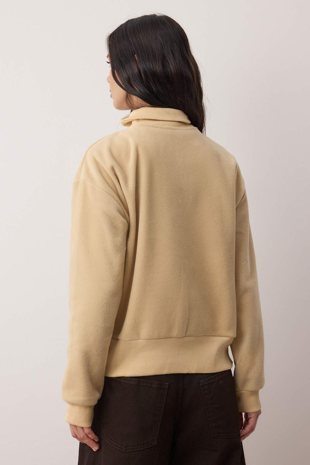 Antrasit Regular/Normal Kal?p Fermuar Detayl? Dik Yaka Polar Kal?n Orme Sweatshirt TWOAW26SW00026 - Trendyolmilla фото 8