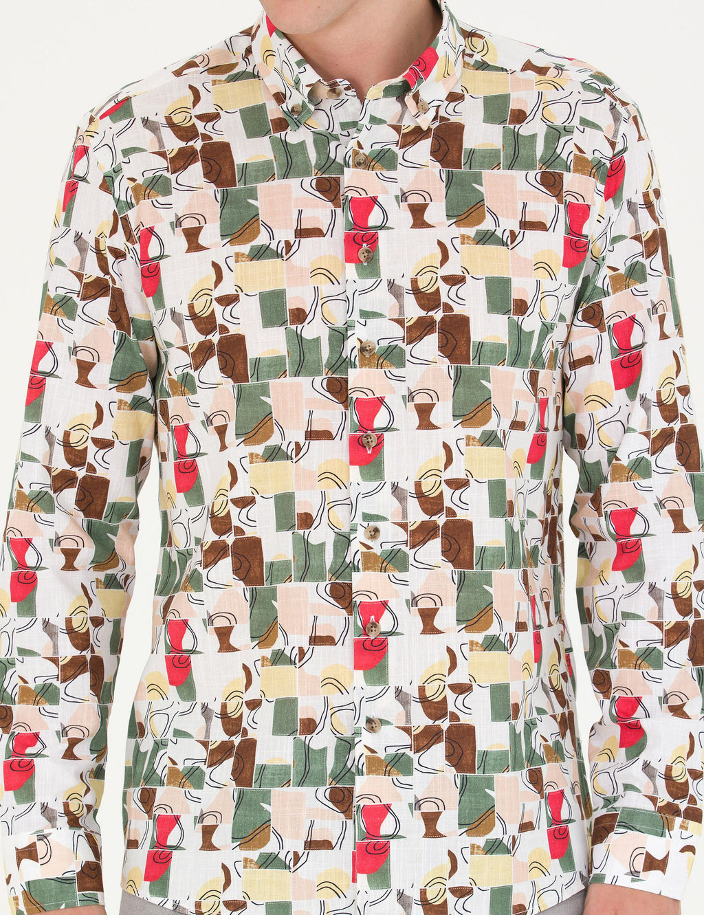 Рубашка Pierre Cardin Regular Fit длинный рукав хаки