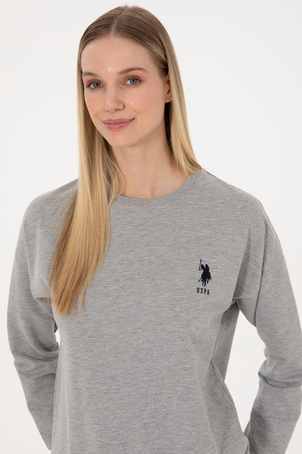 Kad_n Gri Melanj Pijama Tak_m_ - U.s. polo assn фото 2