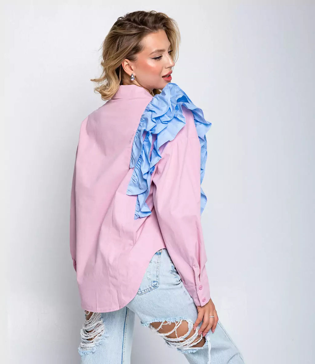 Рубашка #КТ2666, пудровый