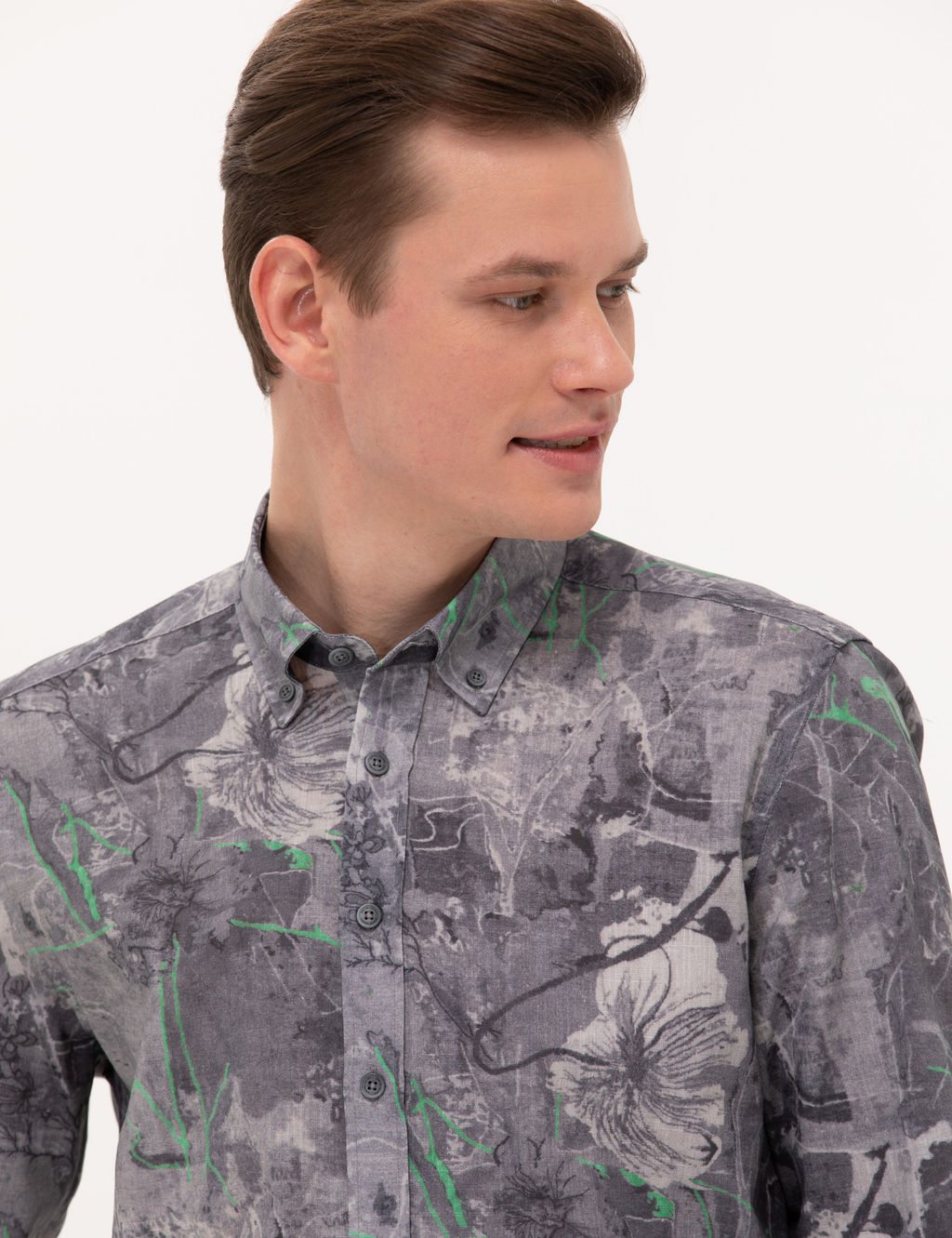 Gri Slim Fit Uzun Kollu G_mlek