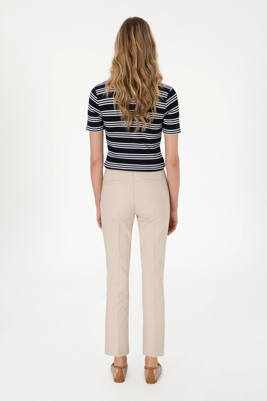 Kad_n Ta_ Slim Flare Cropped Fit Kanvas Pantolon