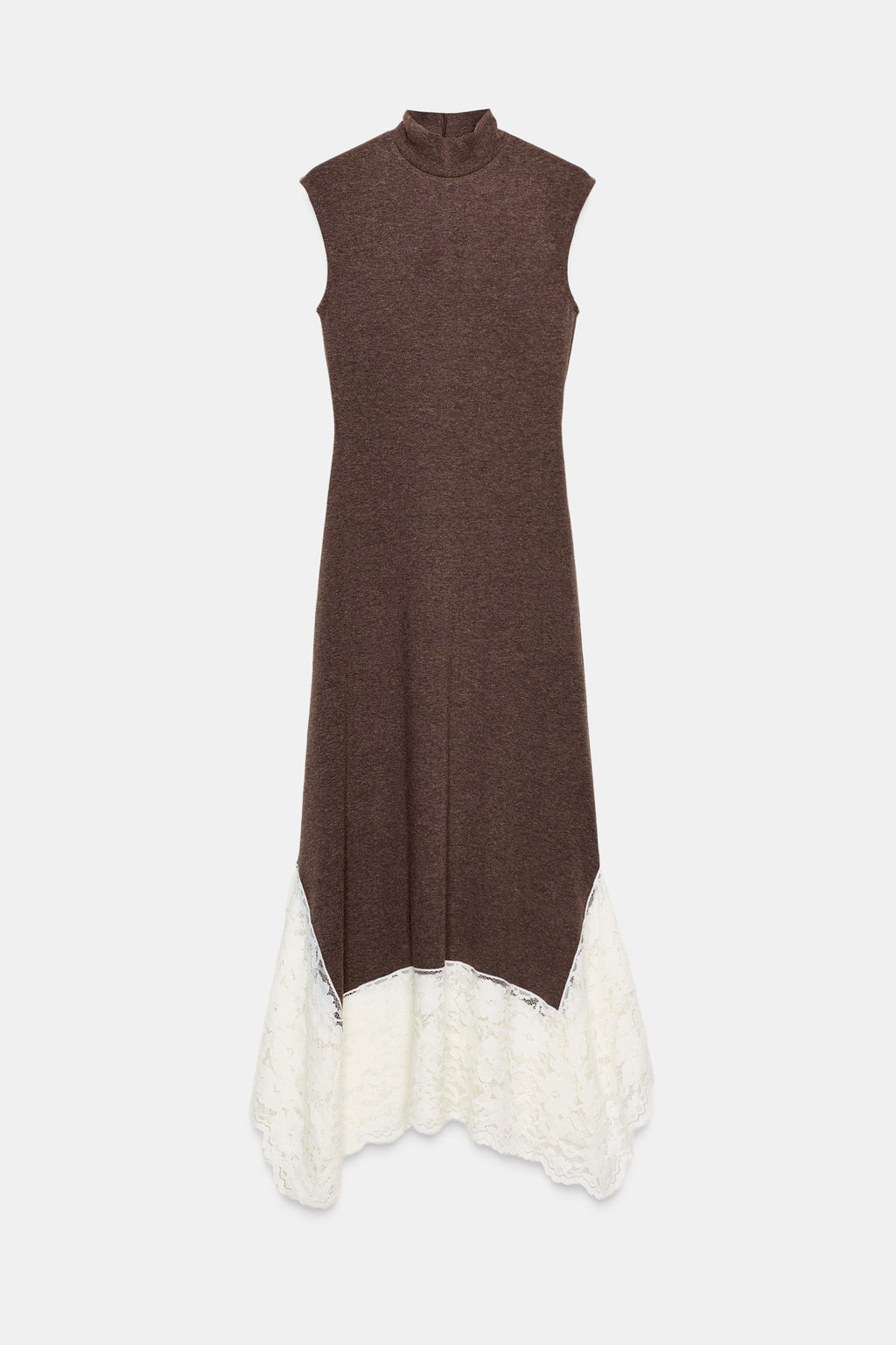 LONG DRESS WITH CONTRAST LACE - Zara фото 4