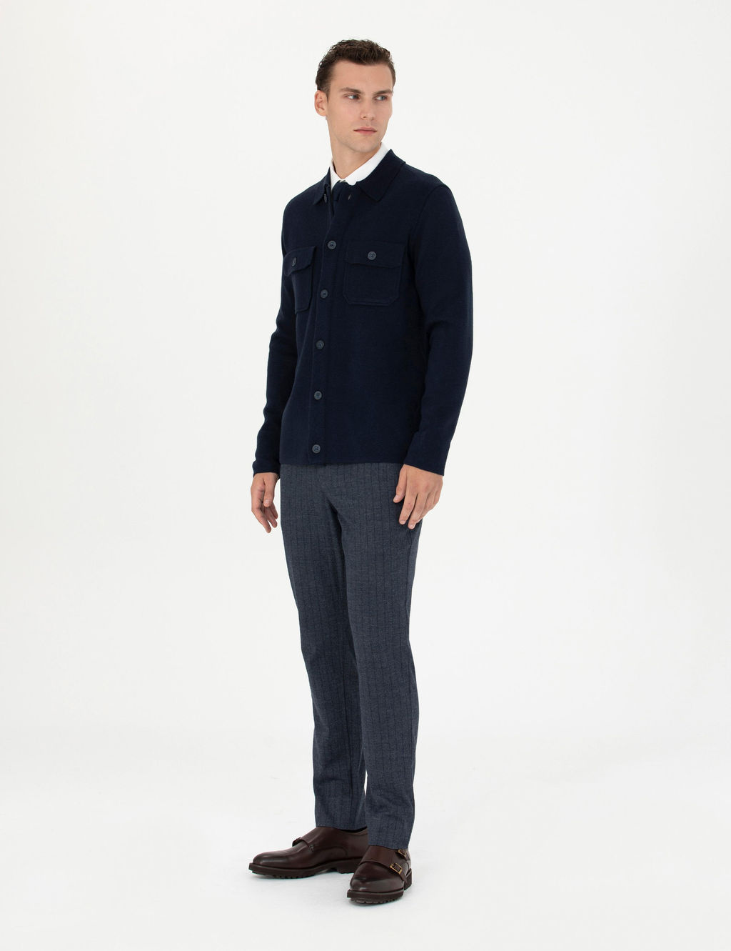 Lacivert Ekstra Slim Fit _izgili Kuma_ Pantolon