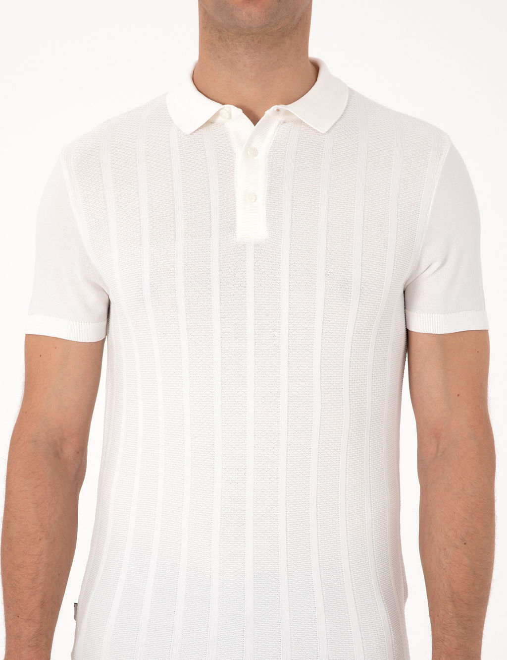 Ekru Slim Fit Polo Yaka D__meli Triko Ti__rt