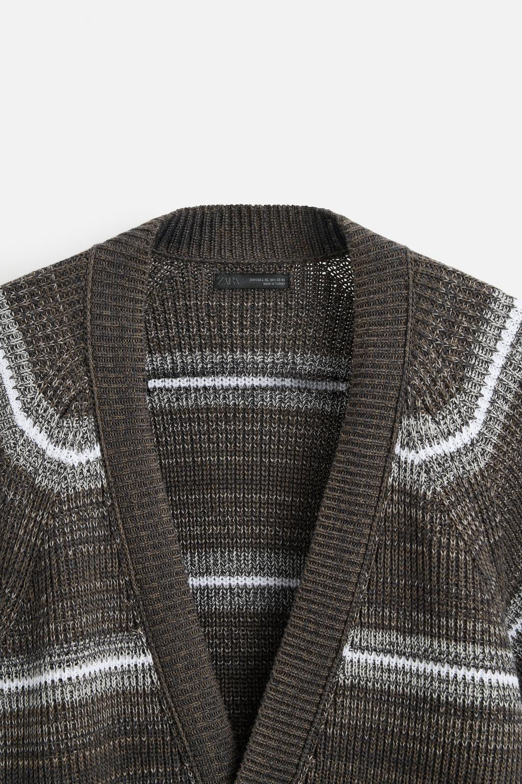 STRIPED DISTRESSED-EFFECT CARDIGAN - Zara фото 2