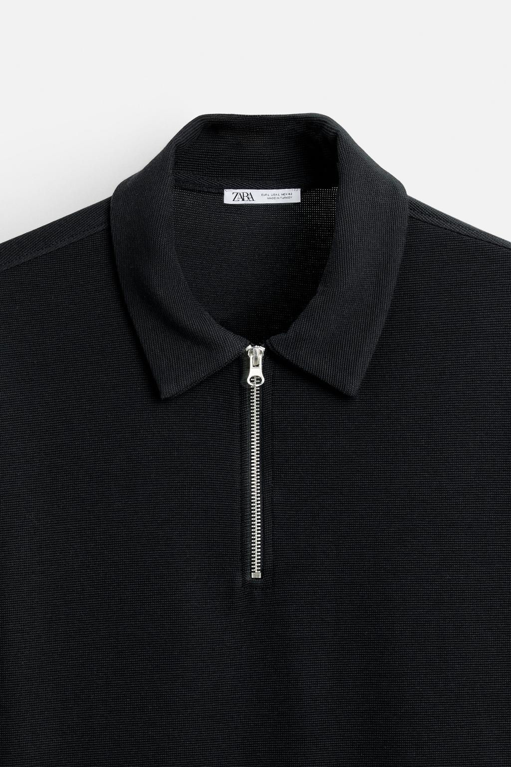 TEXTURED WEAVE POLO SHIRT WITH ZIP - Zara фото 26