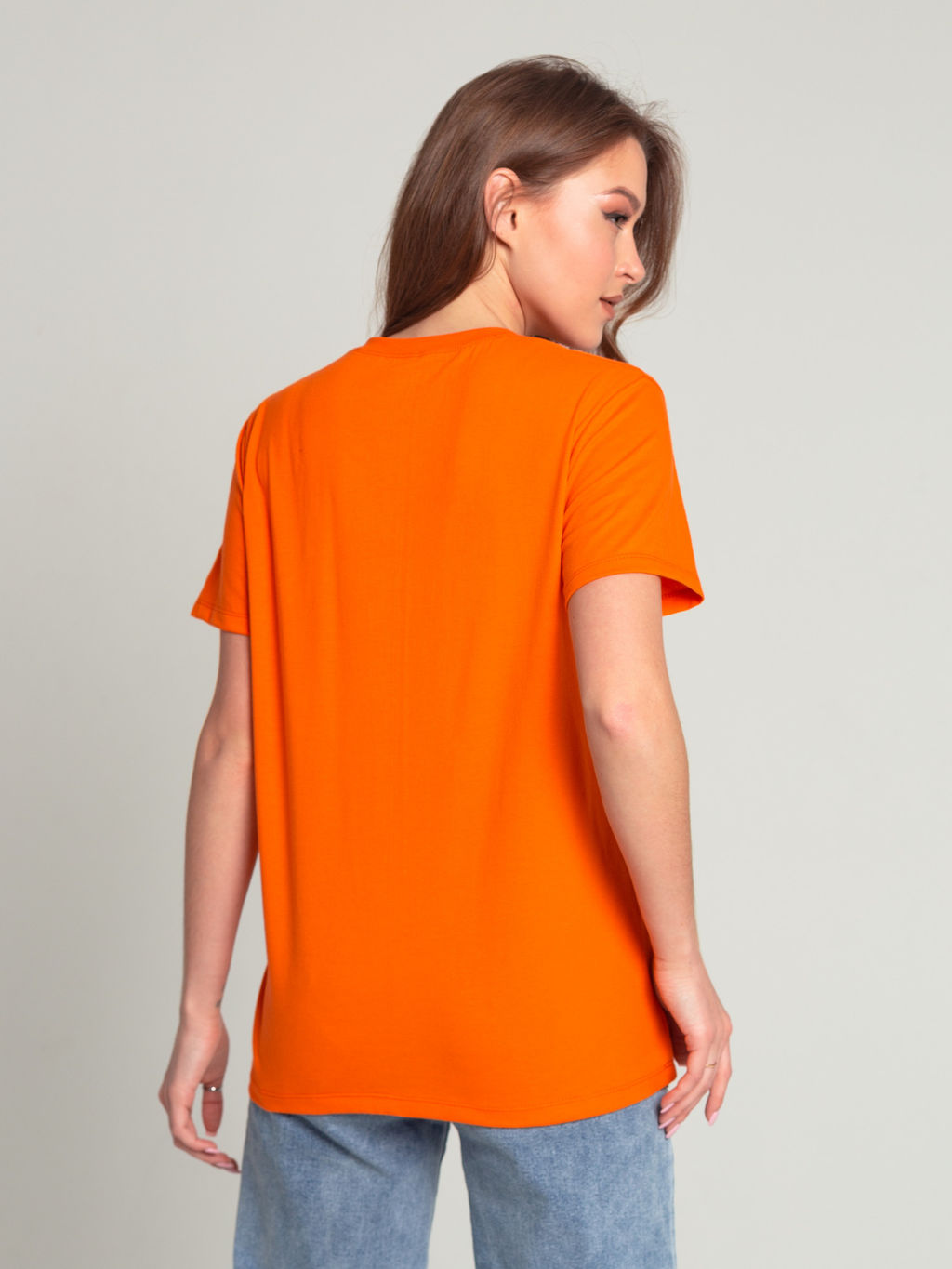 Футболка ЖЕНСКАЯ БАЗОВАЯ кулирка оранжевый - Domtrik фото 8