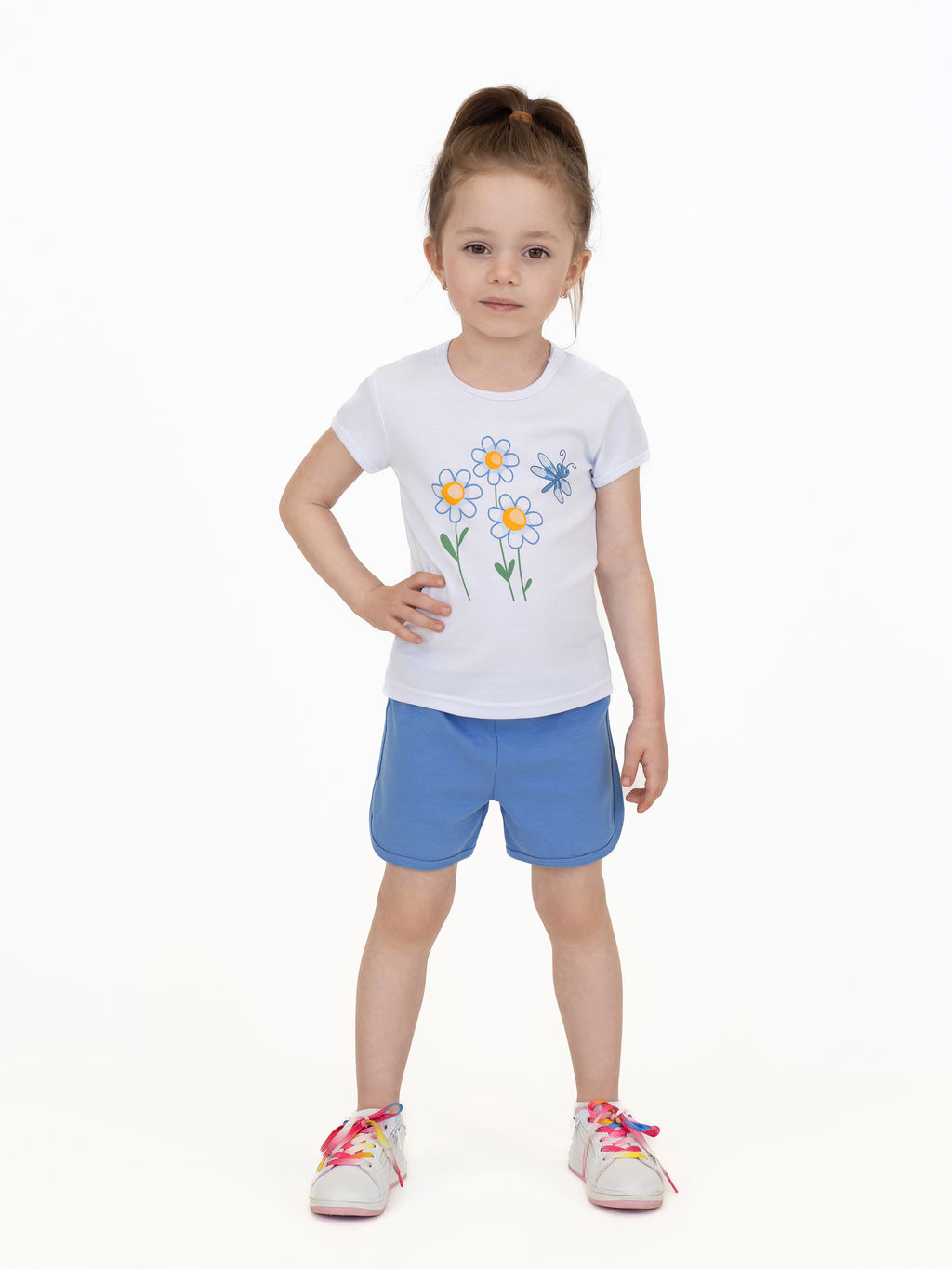 Костюм детский белый/голубой/ромашки 7059п (92, 56)