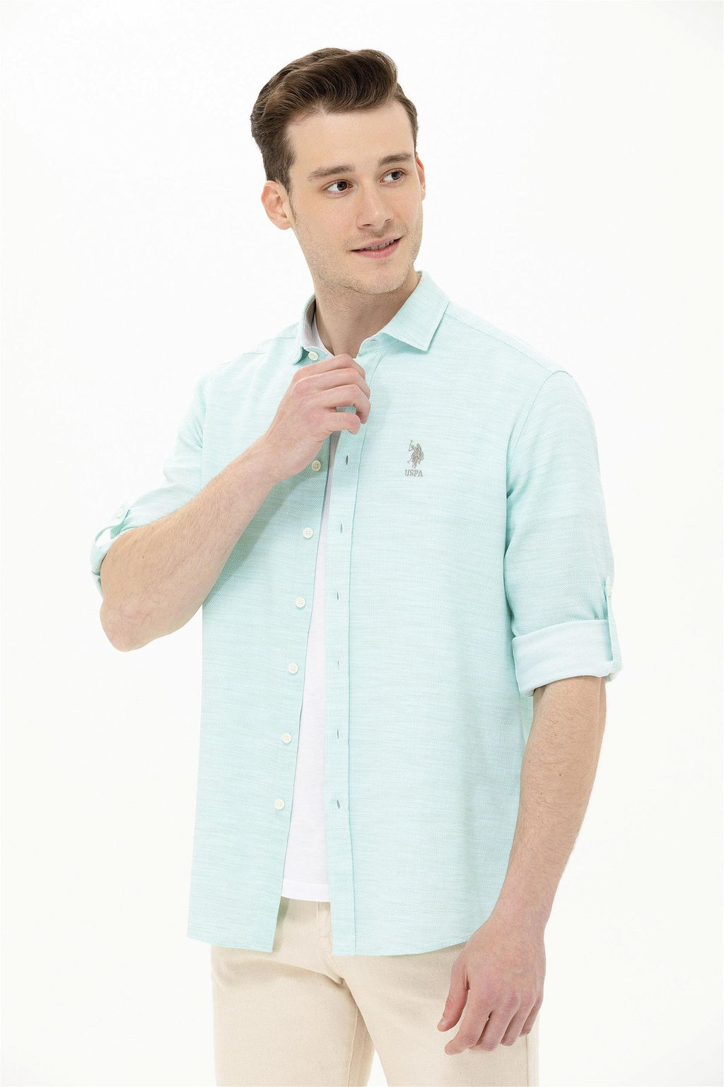Мужская мятная рубашка с длинным рукавом - U.s. polo assn фото 8