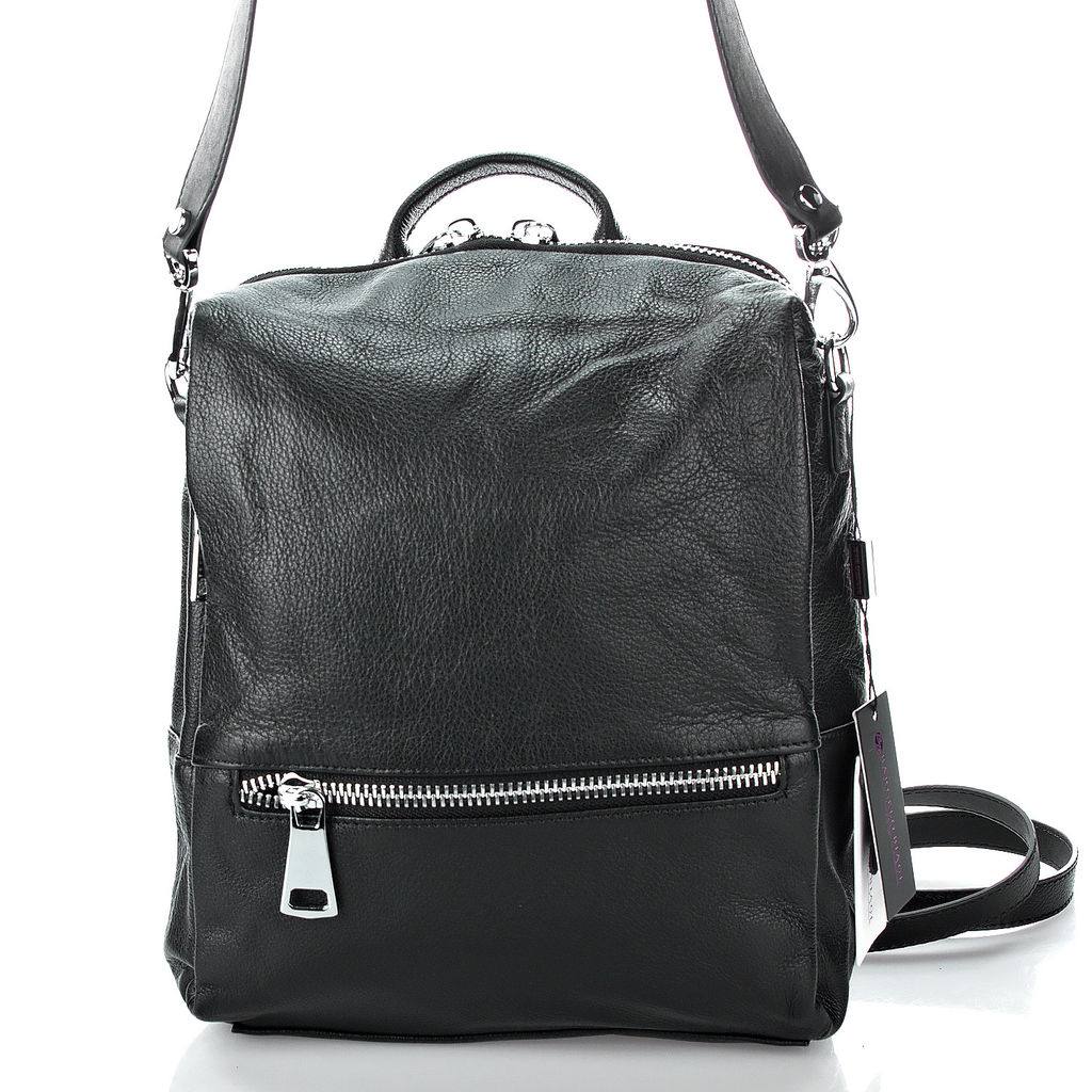 C0244H black, женский кожаный рюкзак Barcelo Biagi