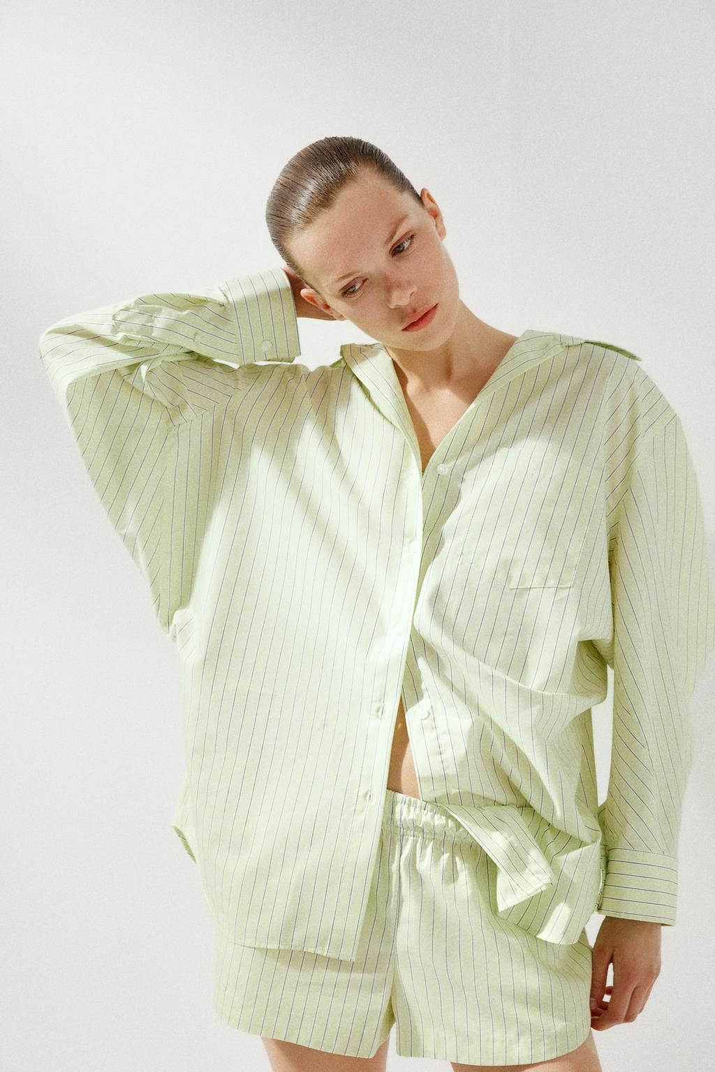 OVERSIZE STRIPED POPLIN SHIRT - Zara фото 9