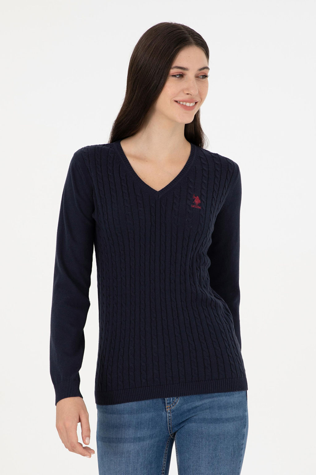 Свитер U.S. Polo Assn темно-синий из хлопка  фото 8