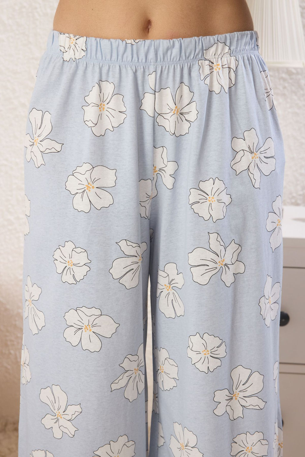Trendyolmilla Lila %100 Pamuklu Cicekli Dugmeli Orme Pijama Tak?m? THMSS25PT00179  фото 3