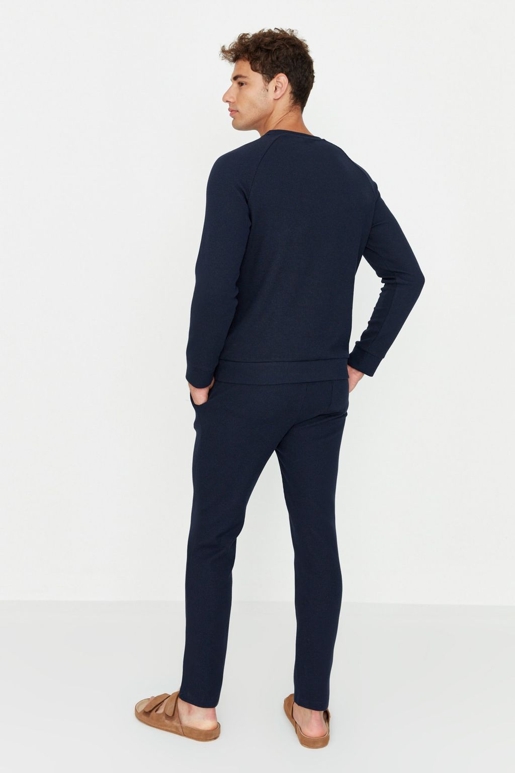 TRENDYOL MAN Lacivert Regular Fit Waffle Orme Pijama Tak?m? TMNAW23PT00015 - Trendyolmilla фото 6