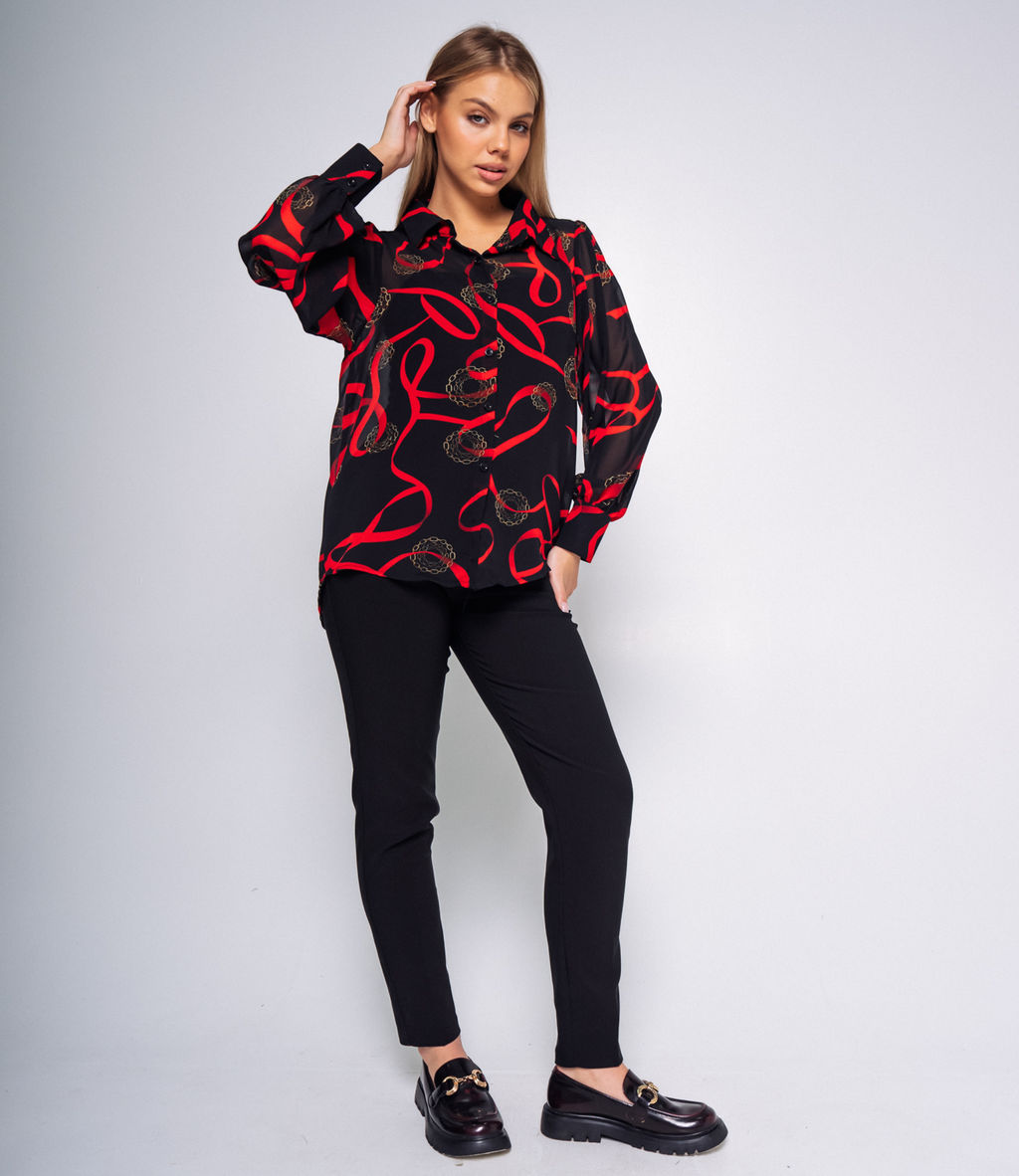 Рубашка #КТ873 (2)-2, чёрный,красный