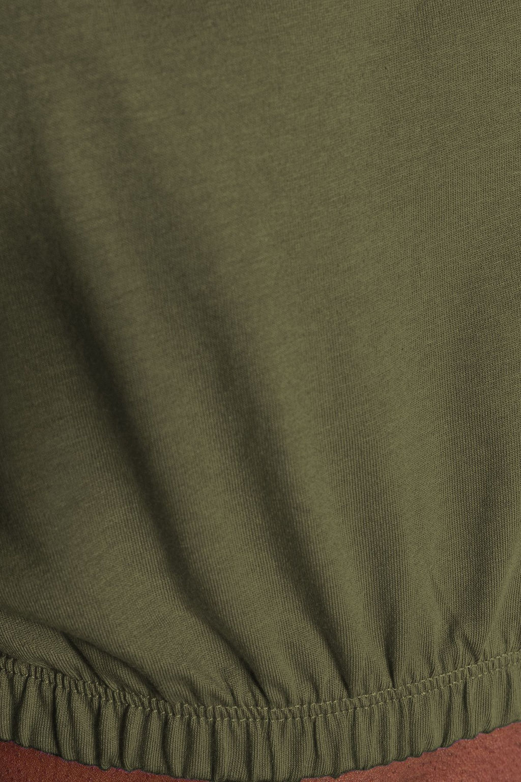 Haki %100 Pamuk Vatkal? Crop Bisiklet Yaka Orme T-Shirt TWOSS21TS0379