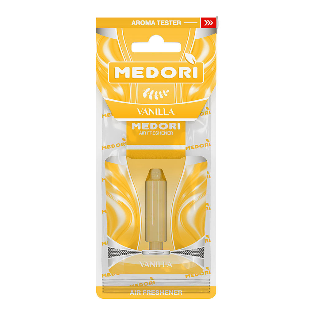 Ароматизатор автомобильный подвесной Пуля Ваниль 8х1,5х19,5см, капсула, на картоне, традиционный запах, с пробником аромата, в блистере, Medori (Россия)  фото 2