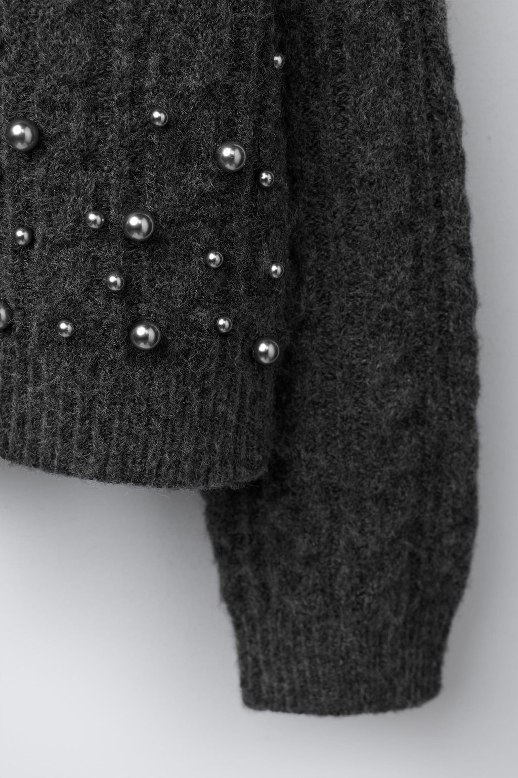 CABLE-KNIT CARDIGAN WITH FAUX PEARLS - Zara фото 4