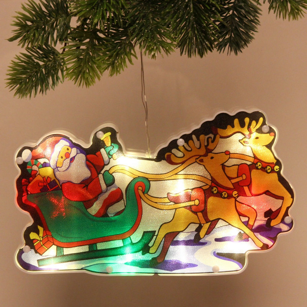 Фигура светодиодная "Дед Мороз в санях" 15*26 см (батарейки 3 ААА), 1 режим