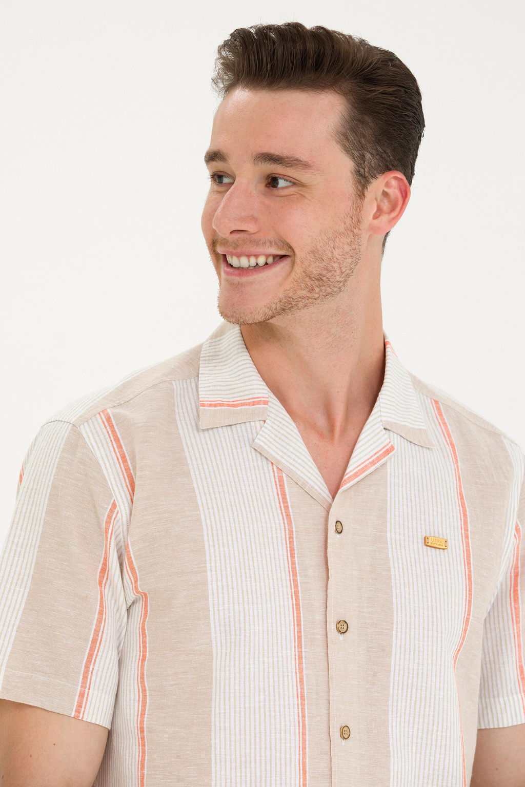 U. S. Polo Assn / Мужская рубашка Camel с коротким рукавом - U.s. polo assn фото 2