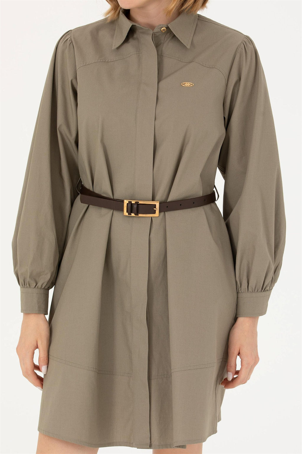 Женщина хаки тканое платье с скидкой в корзине - U.s. polo assn фото 6