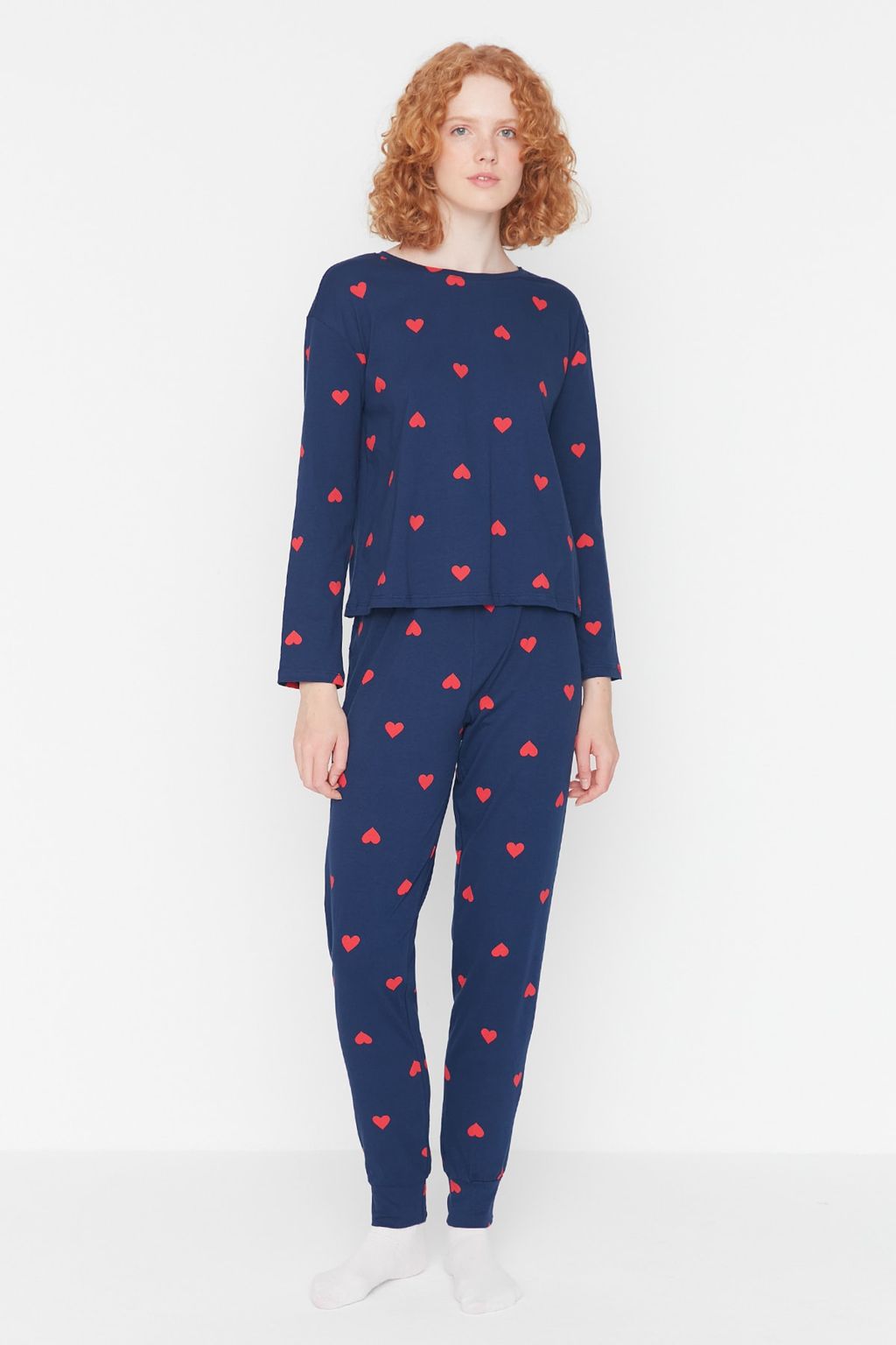 Trendyolmilla Beyaz %100 Pamuklu Kalpli Orme Pijama Tak?m? THMAW21PT0566 фото 28