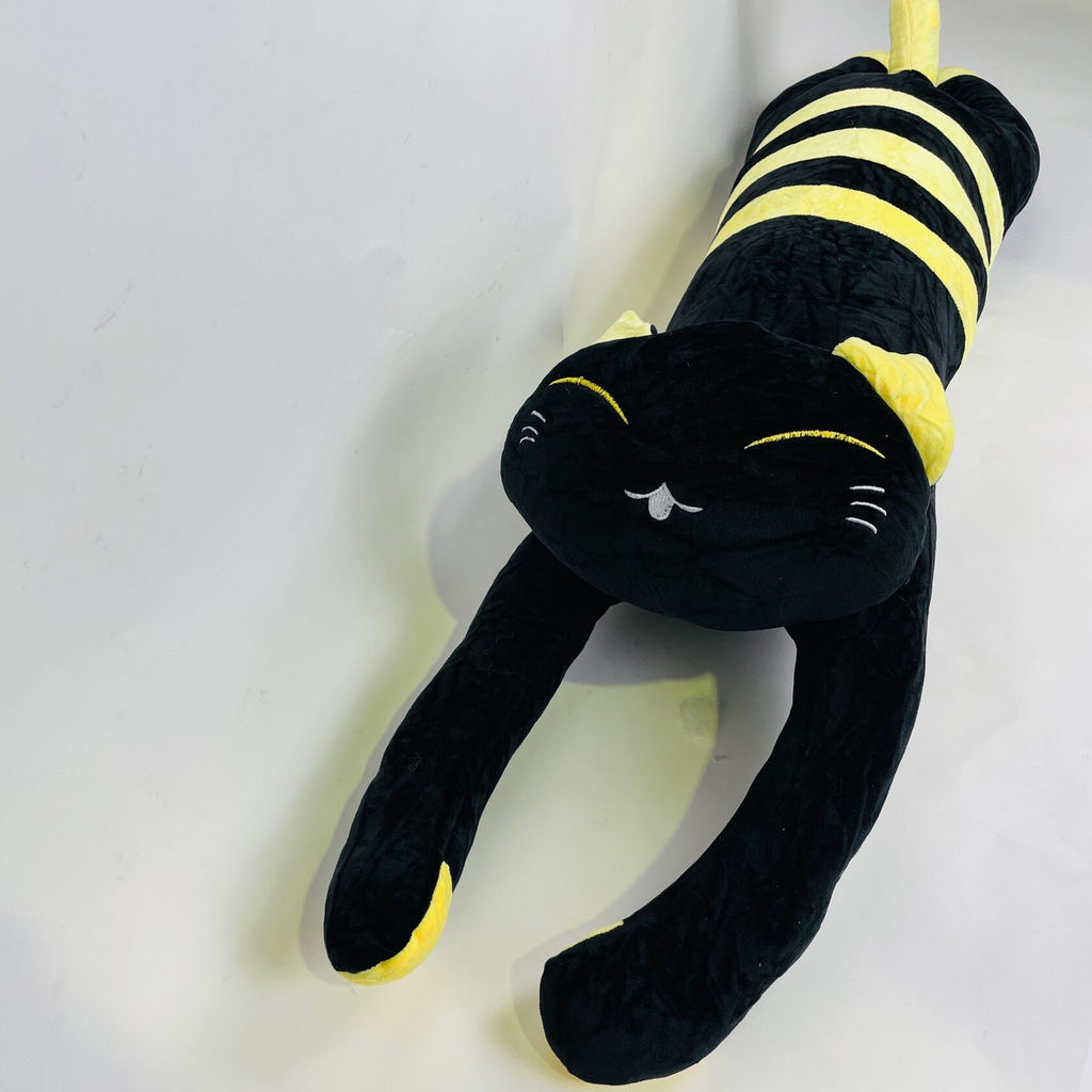 Мягкая игрушка Кошка батон лежачая черная с полосками 90 см (арт. 418/90) - Storyland фото 4