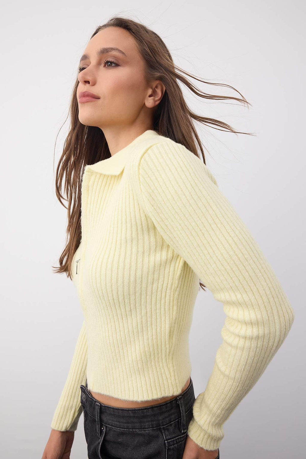 Wardrobe Essentials Gri Yumusak Dokulu Fermuarl? Triko H?rka | TWOAW26HI00177 - Trendyolmilla фото 10