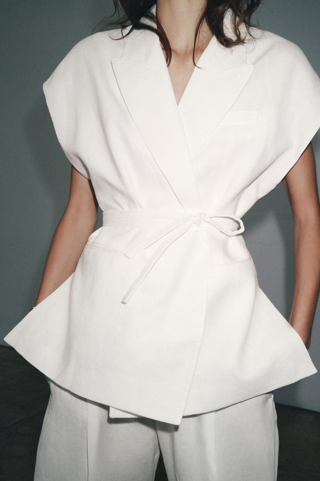 ZW COLLECTION LINEN BLEND DOUBLE-BREASTED WAISTCOAT