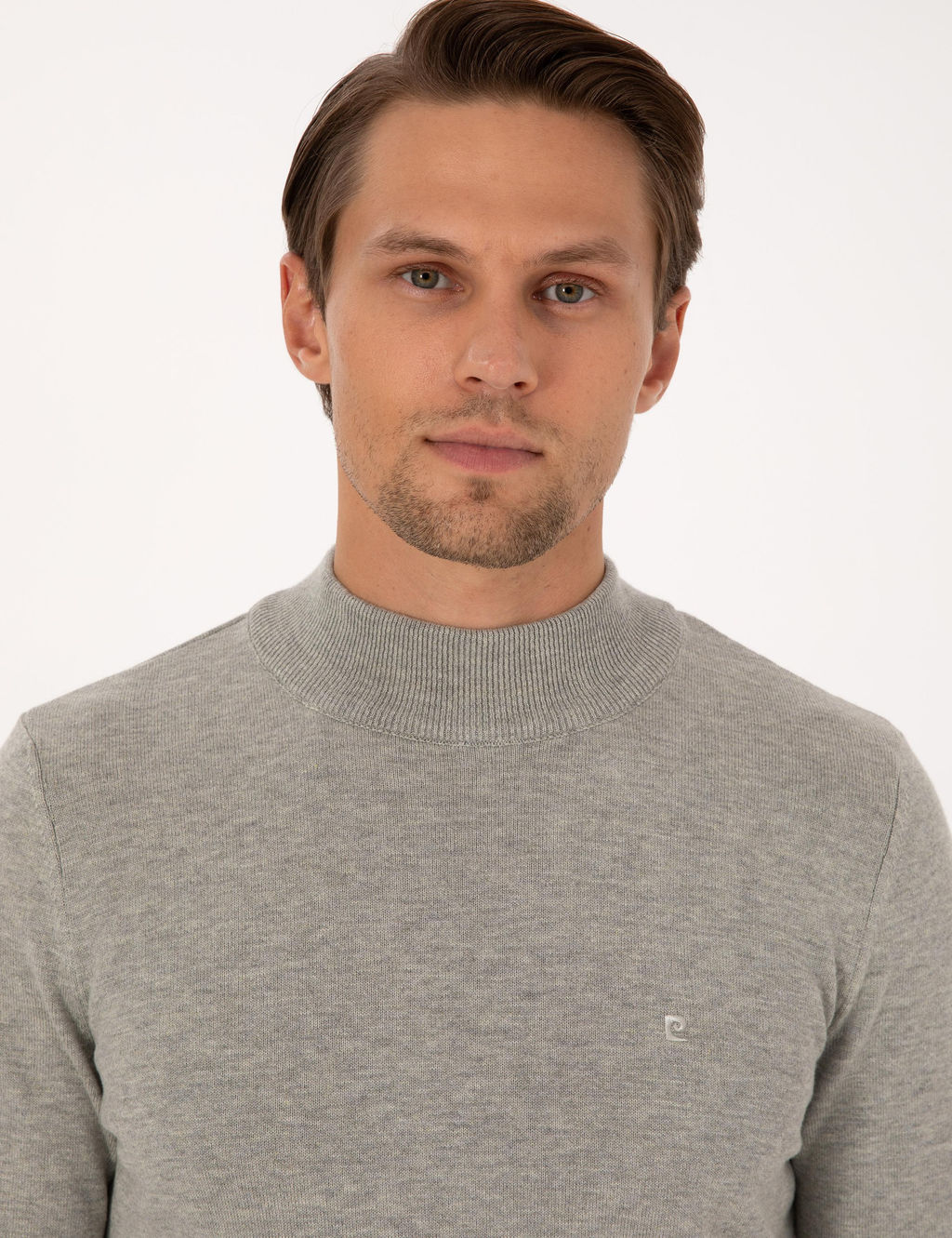 A__k Gri Melanj Slim Fit Yar_m Bal_k__ Yaka Basic Triko Kazak - Pierre cardin фото 2