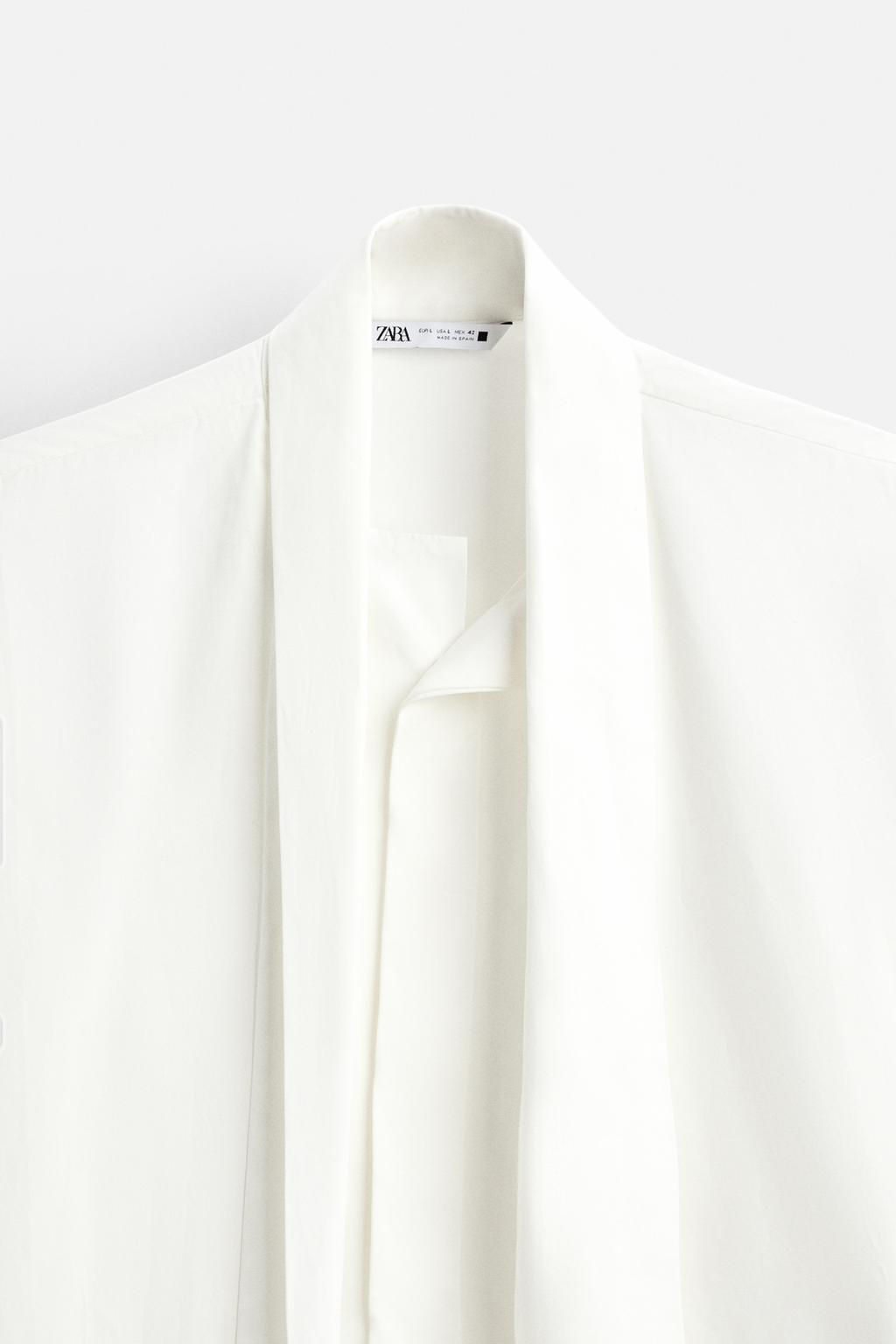 RELAXED FIT TIE-NECK SHIRT - Zara фото 8