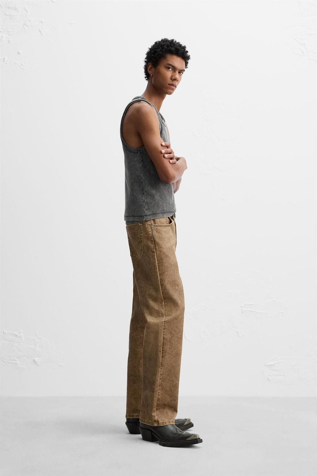 LIMITED EDITION WAXED-EFFECT JEANS - Zara фото 4