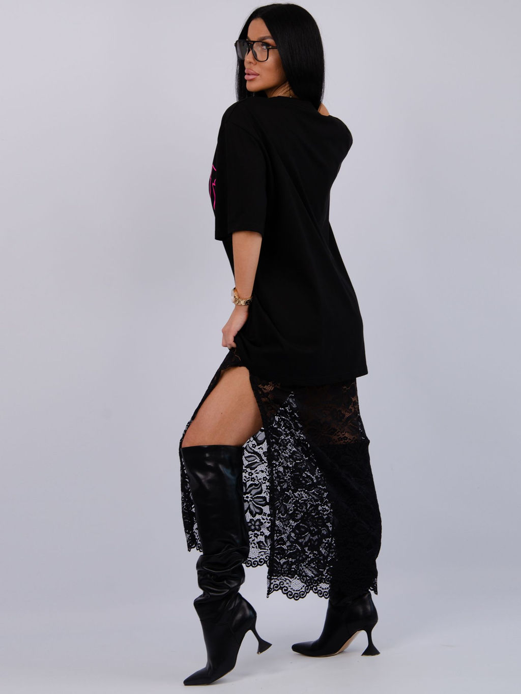 Костюм Монохром 2 чёрный, трикотаж - Малина фото 14