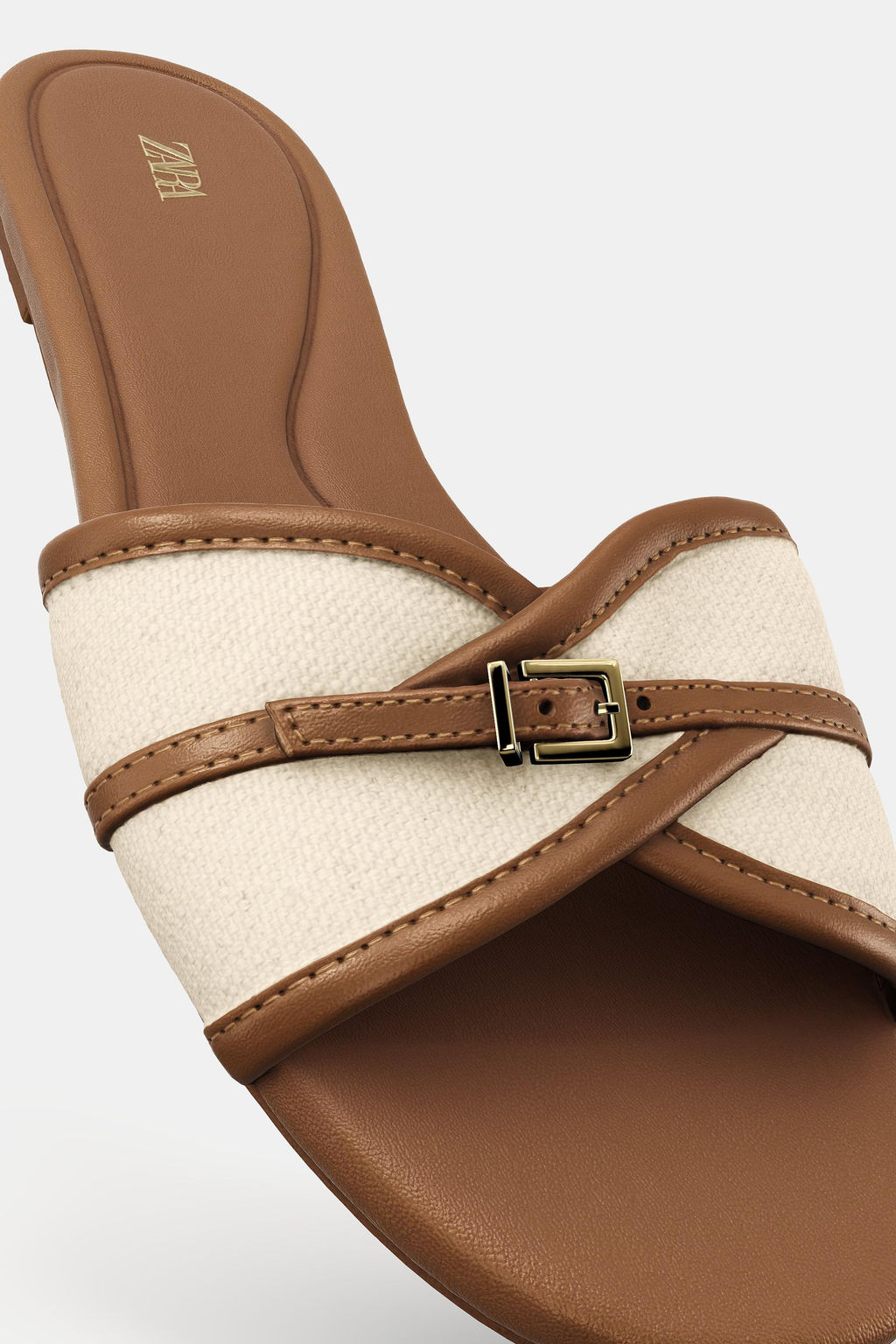 FLAT CANVAS SANDALS WITH BUCKLE - Zara фото 7