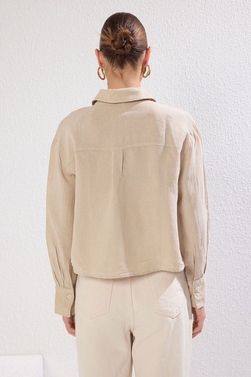 TRENDYOLMILLA Mint %100 Keten Oversize Gomlek TWOSS24GO00121  фото 8